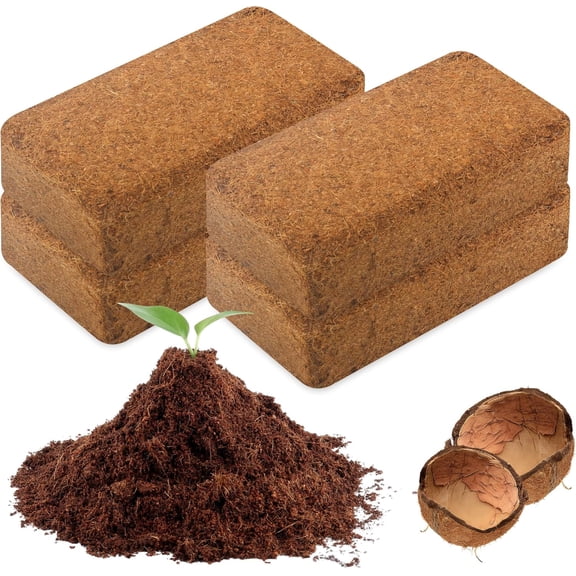 Premium Organic Coconut Coir Bricks, Natural Peat Moss Alternative, Expands to 4.6 Gallons, Low EC & pH Balanced for Potting Mix, Gardening