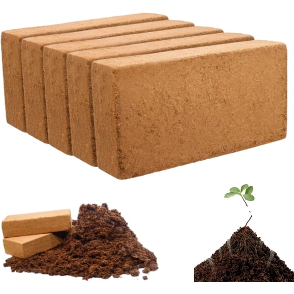 Premium Organic Coconut Coir Bricks for Plants, Compressed Coconut Fiber Bricks for Gardening, Indoor & Outdoor Potting Mix Soil Amendment