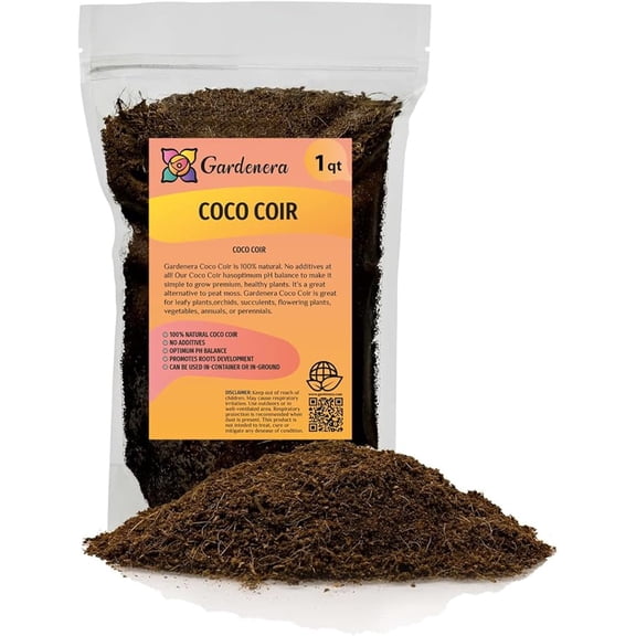 Premium Organic Coconut Coir Mix for Home Gardening - All Natural Soil Amendment - PH Balanced and Double Washed Coco Coir  (1 Quart Bag)