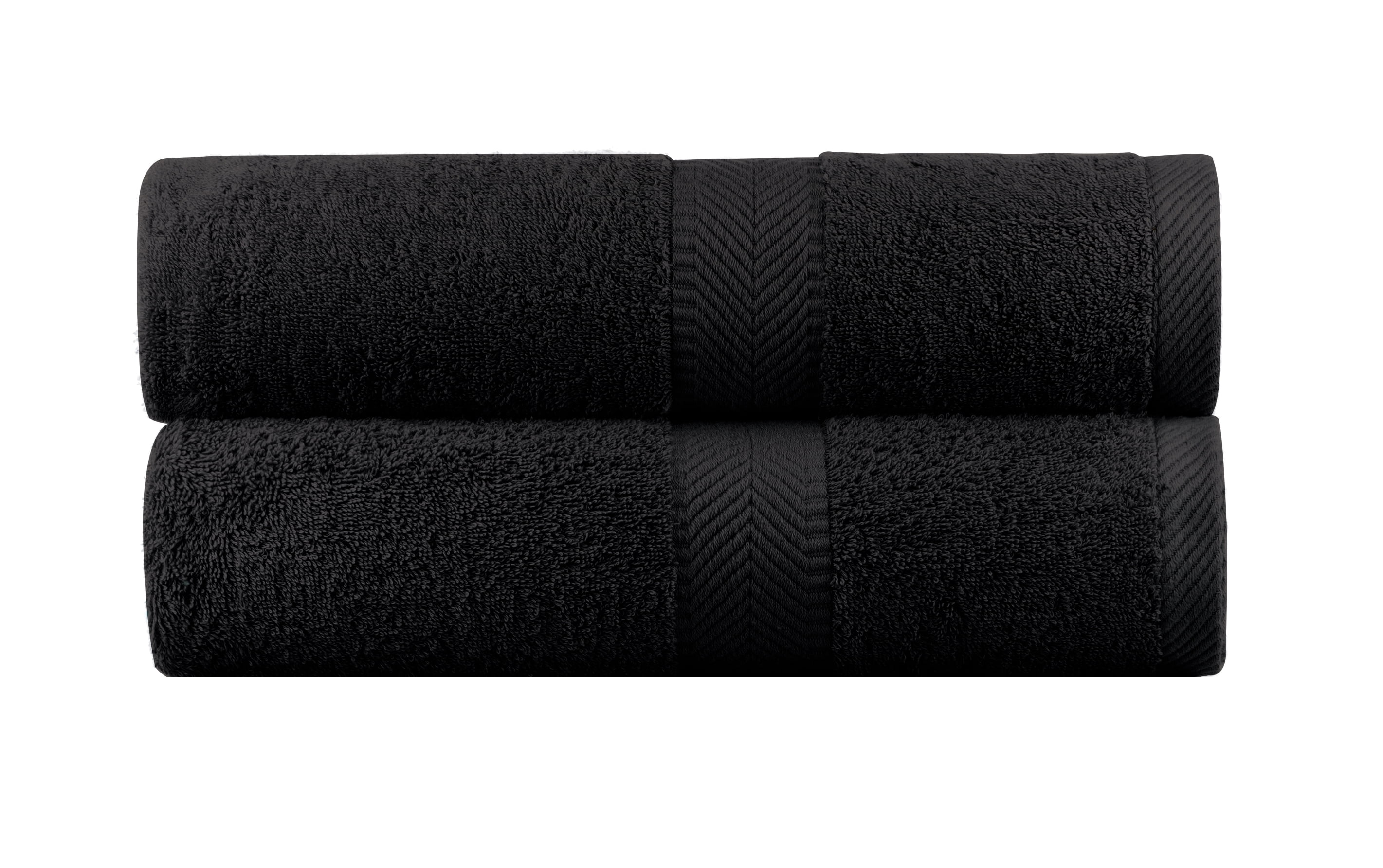 Premium Organic Cotton Bath Towels Plush Feather Touch Quick Dry Bath Sheet Eco Friendly Towel 100% Cotton Loop Terry, Black, Set of 2