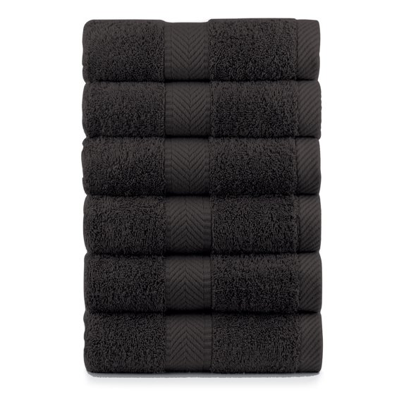 Premium Organic Cotton Bath Towels Plush Feather Touch Quick Dry Bath Sheet Eco Friendly Towel 100% Cotton Loop Terry, Charcoal-Black, Set of 6