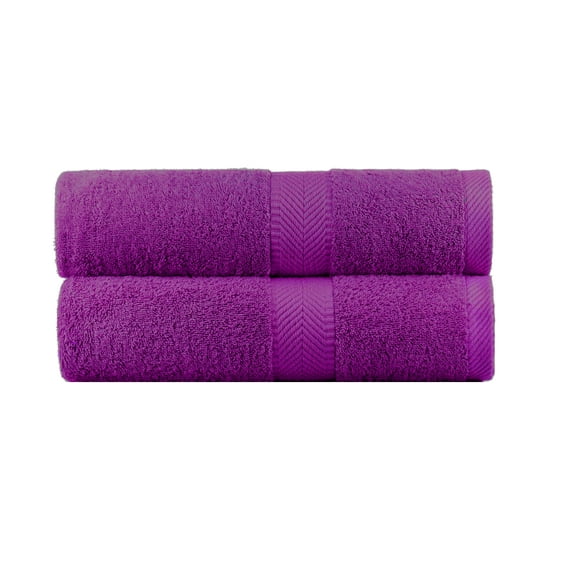 Premium Organic Cotton Bath Towels Plush Feather Touch Quick Dry Bath Sheet Eco Friendly Towel 100% Cotton Loop Terry, Eggplant Set of 2