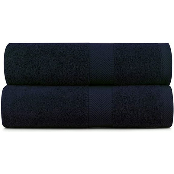 Premium Organic Cotton Bath Towels Plush Feather Touch Quick Dry Bath Sheet Eco Friendly Towel 100% Cotton Loop Terry,Navy Blue, Set of 2