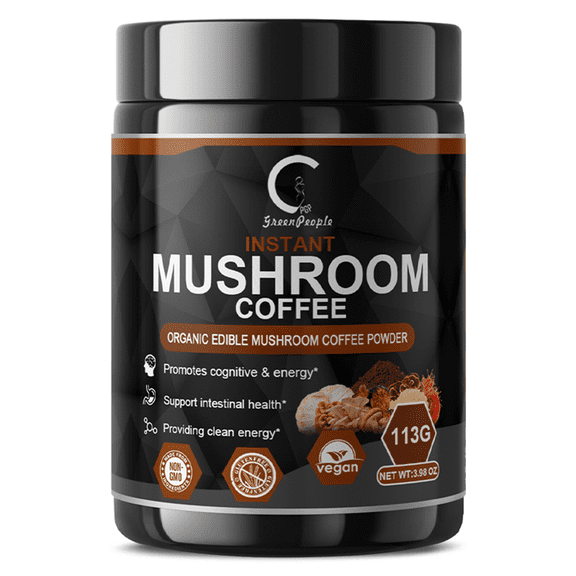 Premium Mushroom Coffee with 7 Superfood Mushrooms - Water Processed Instant Mushroom Coffee - Supports Focus, Energy & Immune Health, Vegan Coffee Instant - 3.98oz