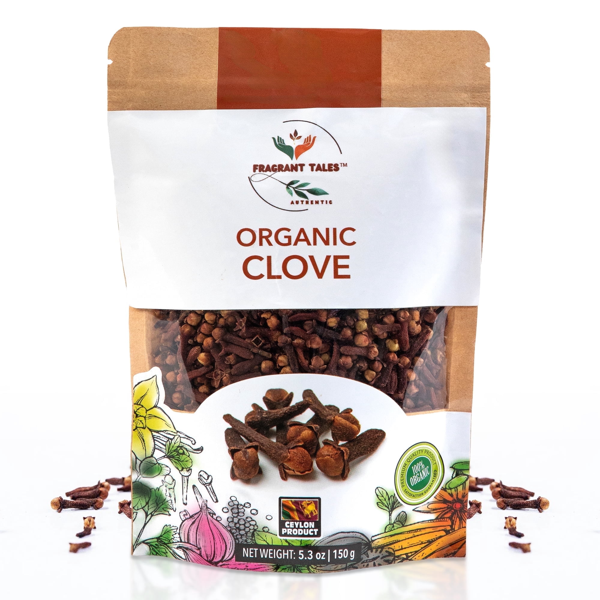 Fragrant Tales Premium Organic Ceylon Clove Whole, 5.3 oz (150 Grams), USDA Organic