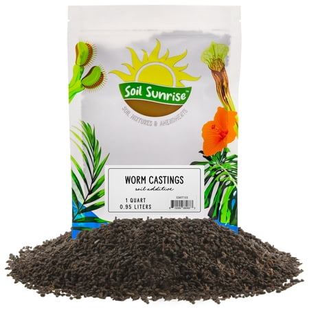 Premium Organic Worm Castings (1 Pound); 1QT All Natural Soil Additive, Builder, and Fertilizer