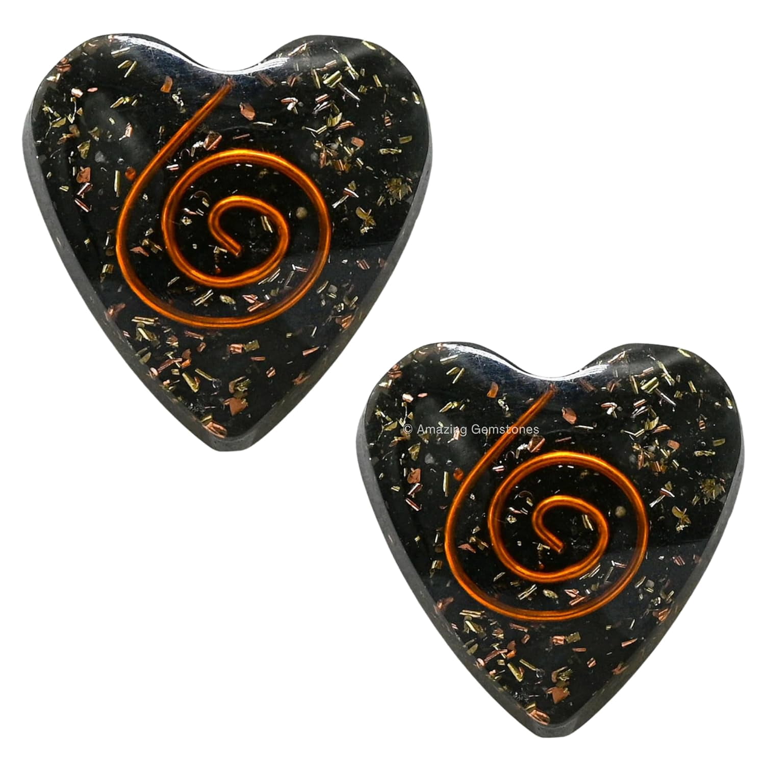 Premium Orgonite Shungite Sticker, 2 Piece Set for Protection, Specifically Designed Protection Cell Phone (Heart)