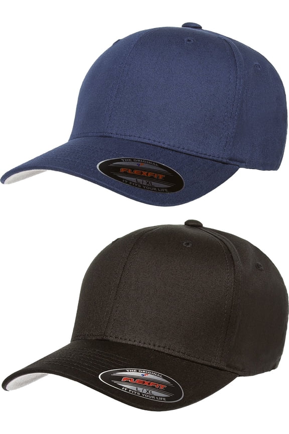 Premium Original Flexfit V-Flexfit Cotton Twill Fitted Hat 5001 - 2-Pack - VALUE PACK (Multiple Colors)