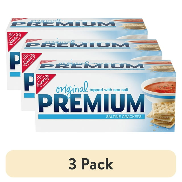 (3 pack) Premium Original Saltine Crackers, 16 oz