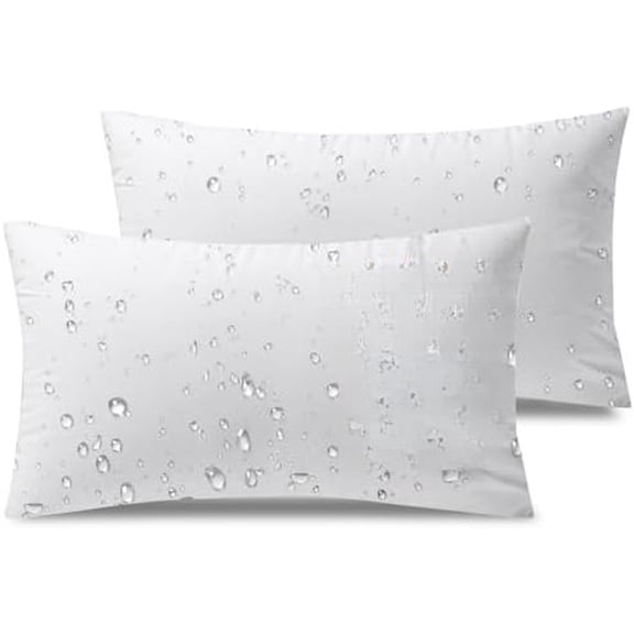 Premium Outdoor Pillow Inserts - Pack of 2 Square Form Water Resistant Decorative Throw Pillows, Couch Sham Cushion Stuffer 12 x 20 inches
