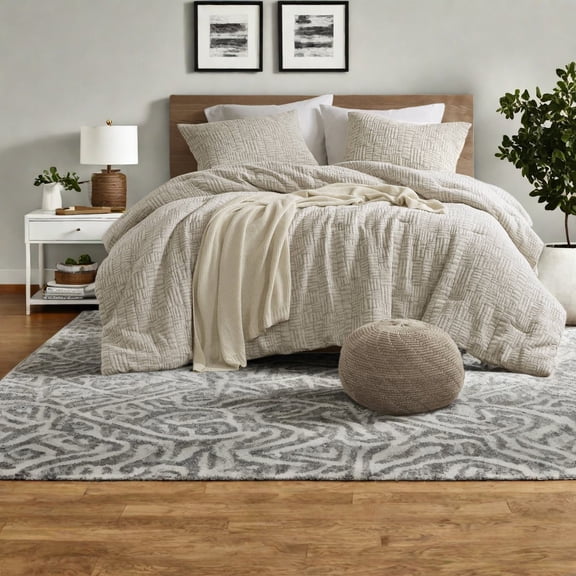 Premium Oversized Cotton Bedding Set Geometric Design Hypoallergenic Machine Washable Full/Queen