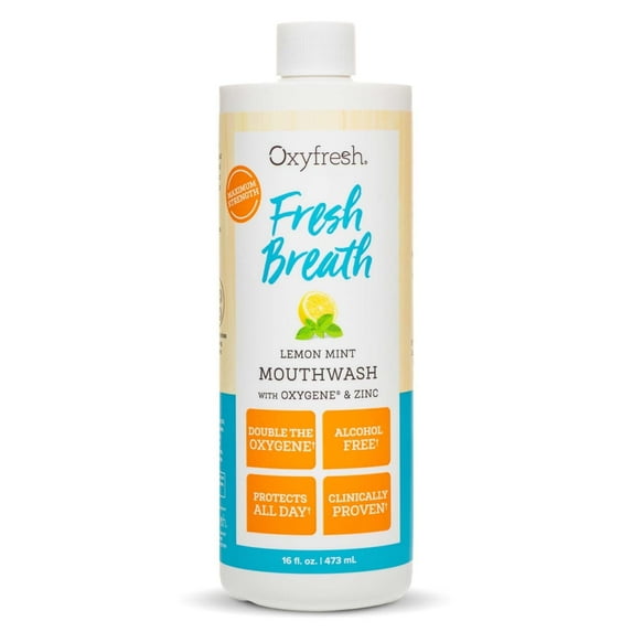Premium Oxyfresh Lemon Mint Fresh Breath Mouthwash – Oral Rinse for Bad Breath – SLS & Fluoride Free Mouthwash – Alcohol Free, Gentle Non Burning Mouthwash with Xylitol & Essential Oils