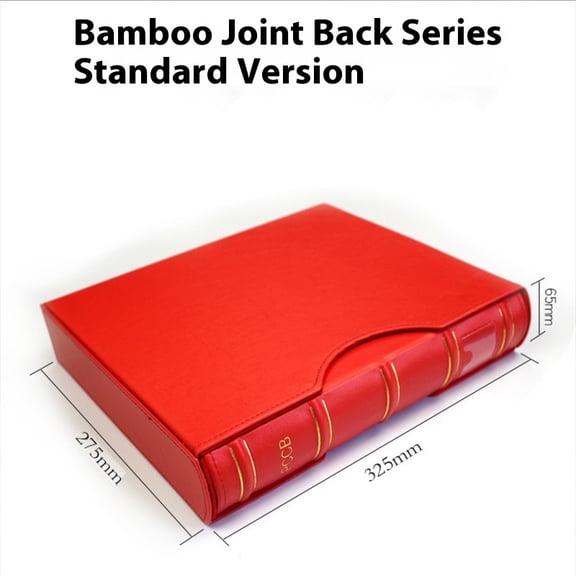 Premium PU Classic Binder with Slipcase, 4-Ring Album Stockbook for Stamps, Coins, Bank Notes (Red)