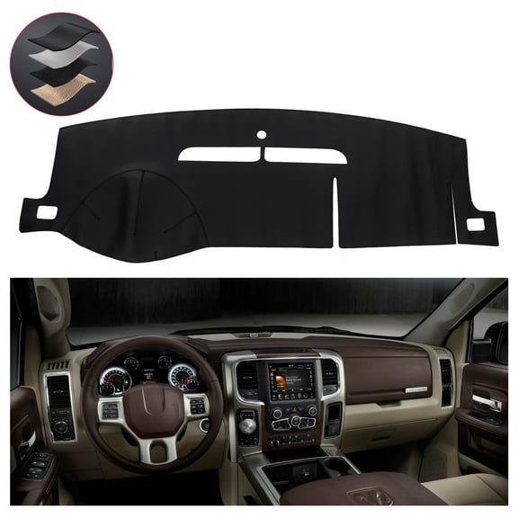 SPEEDWOW PU Leather Dash Pad for 2007 - 2014 Tahoe, Suburban, Yukon, Sierra & 2007-2013 Avalanche, Silverado 1500 LTZ, Sun Protection Anti-Vertigo Mat, Waterproof Non-Slip Dashboard Cover, Black