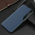 thumbnail image 1 of Premium PU Leather Case for iPhone 14 Pro Max, Rugged PC Bumper Shockproof Mirror Window Case with Kickstand Bracket Magnetic Closure Flip Folio Phone Cover for iPhone 14 Pro Max,Blue, 1 of 7
