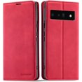 thumbnail image 1 of Premium PU Leather Flip Folio Case for Google Pixel 6 Pro, Protective Case with Kickstand Card Slot Magnetic Closure Shockproof Full Protection Wallet Cover for Google Pixel 6 Pro - Red, 1 of 12