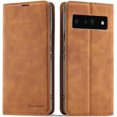 thumbnail image 1 of Premium PU Leather Flip Folio Case for Google Pixel 6 Pro, Protective Case with Kickstand Card Slot Magnetic Closure Shockproof Full Protection Wallet Cover for Google Pixel 6 Pro - Brown, 1 of 13