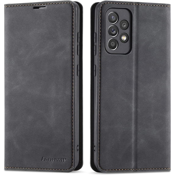 Premium PU Leather Flip Folio Case for Samsung Galaxy A53 5G, Protective Case with Kickstand Card Slot Magnetic Closure Shockproof Full Protection Wallet Cover - Black