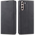 thumbnail image 1 of Premium PU Leather Flip Folio Case for Samsung Galaxy S21 FE, Protective Case with Kickstand Card Slot Magnetic Closure Shockproof Wallet Cover - Black, 1 of 14