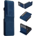 thumbnail image 1 of Premium PU Leather Flip Folio Case for Samsung Galaxy Z Flip 4, [One-Piece] [Anti-Slip] [Scratch Resistant] Slim Flexible Protective Card Slot Shockproof Wallet Cover - Blue, 1 of 16