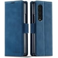 thumbnail image 1 of Premium PU Leather Flip Folio Case for Samsung Galaxy Z Fold 4, Protective Case with Kickstand Card Slot Holder Hidden Magnetic Closure Shockproof Durable Wallet Cover - Blue, 1 of 14