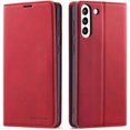 thumbnail image 1 of Premium PU Leather Flip Folio Case for Samsung Galaxy S21 FE, Protective Case with Kickstand Card Slot Magnetic Closure Shockproof Wallet Cover - Red, 1 of 14