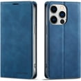 thumbnail image 1 of Premium PU Leather Flip Folio Case for iPhone 13 Pro Max 6.7 inch, Protective Case with Kickstand Card Slot Holder Hidden Magnetic Closure Shockproof Wallet Cover - Blue, 1 of 16