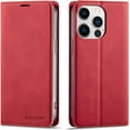 thumbnail image 1 of Premium PU Leather Flip Folio Case for iPhone 13 Pro Max 6.7 inch, Protective Case with Kickstand Card Slot Holder Hidden Magnetic Closure Shockproof Wallet Cover- Red, 1 of 16