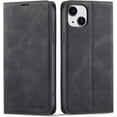 thumbnail image 1 of Premium PU Leather Flip Folio Case for iPhone 14 Plus, Magnetic Closure Protective Case Kickstand Card Cash Slot Shockproof Durable Wallet Cover Soft TPU Inner Phone Case - Black, 1 of 14