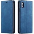 thumbnail image 1 of Premium PU Leather Flip Folio Case for iPhone XR, Protective Case with Kickstand Card Slot Holder Hidden Magnetic Closure Shockproof Wallet Cover for iPhone XR - Blue, 1 of 13