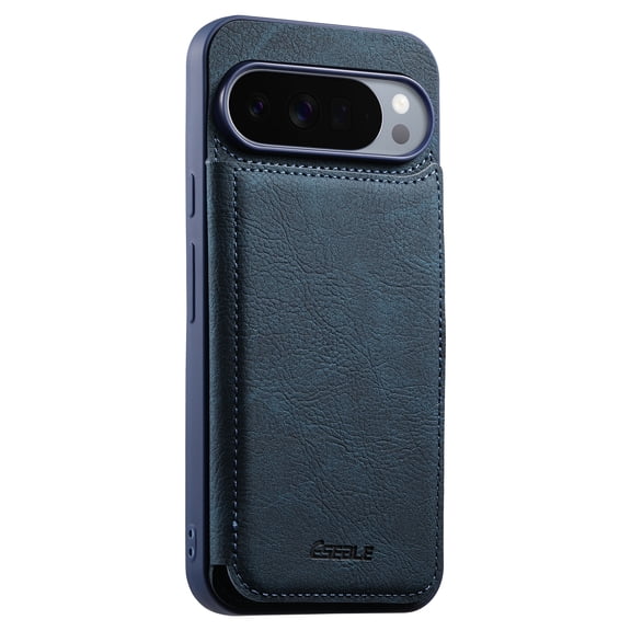 Premium PU Leather Folio Case for Google Pixel 10 /10 Pro with TPU Bumper, Classic Magnetic Snap Closure Card Slots Ultra-Slim Drop-Protective Design Business Phone Cover, Blue