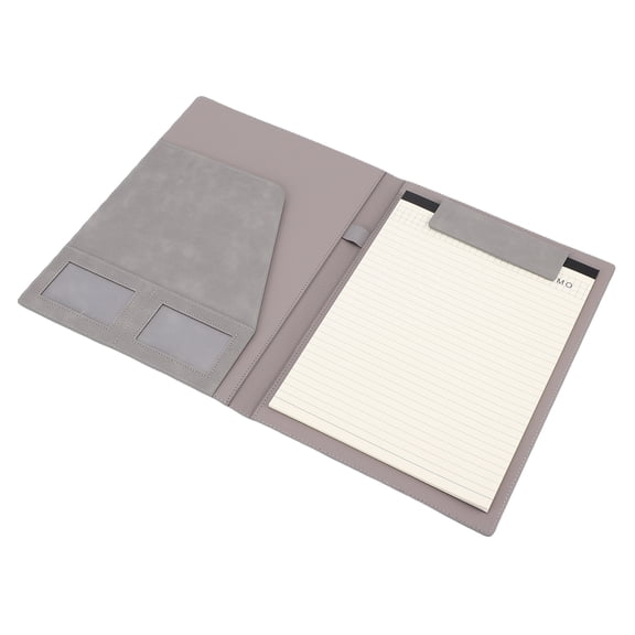 Premium PU Leather Padfolio Resume Portfolio Document Binder Legal Pad File Folder Holder Organizer with 30 Sheets Notepad Refills for Business Men Women Office College School Gray 9.6 x 13 Inches