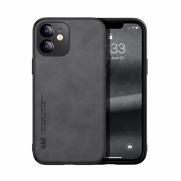 Premium PU Leather + TPU Back Case for iPhone 11, Luxury Thin Fit Shockproof Drop Protective Skin Friendly Support Magnetic Car Mount Case Cover for iPhone 11, Darkgray