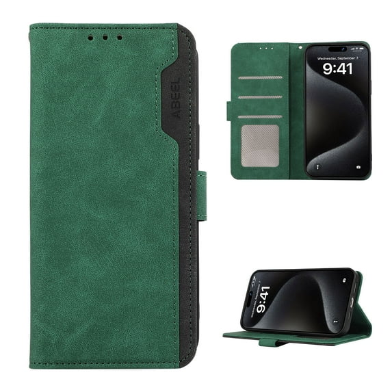 Premium PU Leather Wallet Case for Samsung Galaxy A13 5G, Luxury Slim Fit Card Slots Cash Pocket RFID Blocking Stylish Functional Flip Folio Phone Case Cover for Samsung Galaxy A13 5G, Green