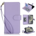 thumbnail image 1 of Premium PU Leather Wallet Case for Samsung Galaxy A55, Classic with Card Slots Magnetic Closure RFID Protection Wrist Strap Kickstand Shockproof Flip Case Cover for A55,Lightpurple, 1 of 6