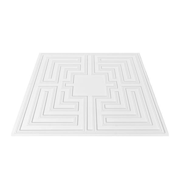 Premium PVC Drop Ceiling Tiles 12 Pack 24 x 24 Inch White Echo Pattern Easy Installation Glue Up Plastic Ceiling Covering for Home Office Decoration