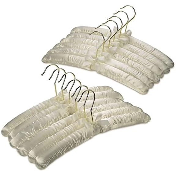 Premium Padded Hangers for Women’s Clothing - Set of 12 Non-Slip Fabric Hangers for Sweaters, Dresses, Coats, Wedding & Bride Hanger, Ivory