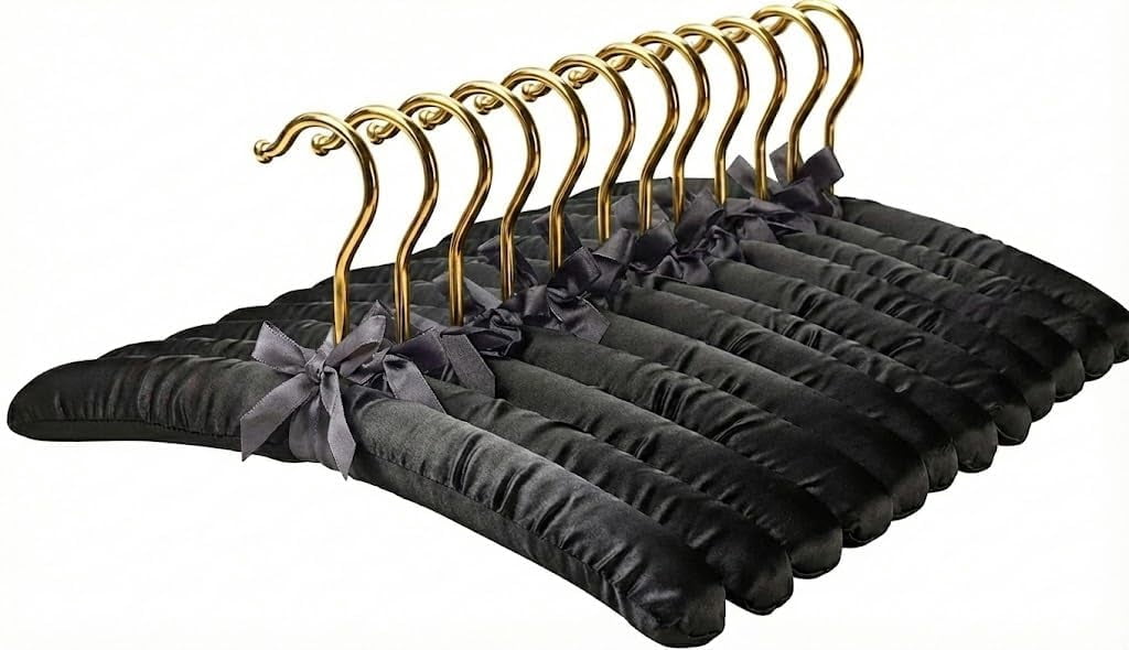 Premium Padded Hangers for Women’s Clothing - Set of 12 Non-Slip Fabric Hangers for Sweaters, Dresses, Coats, Wedding & Bride Hanger