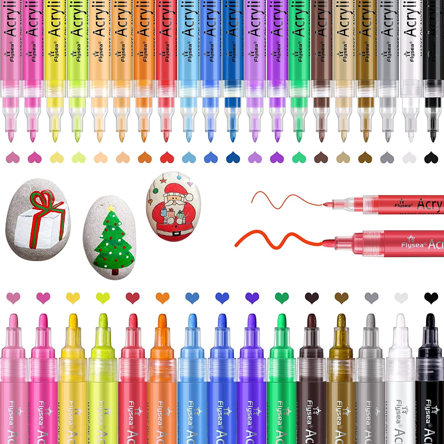 Premium Paint Markers 24 pack, Water-based, Marker, Extra Fine Point Tip, Writes on Almost Anything, Water and Sun Resistant Vibrant Colors Low Odor Long Lasting Fast Drying Assorted Colors