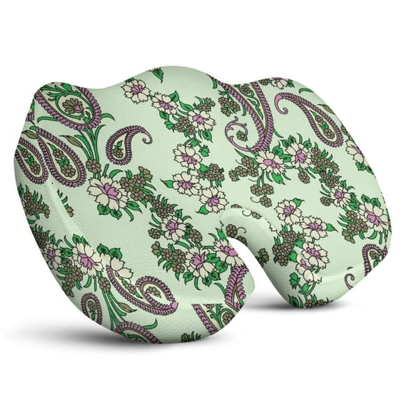 Premium Paisley Pattern Memory Foam Seat Cushion Ergonomic Chair Pad for Office Chair, Car, Airplane & Bleachers Sciatica, Tailbone Hip & Back Pain Relief - Chair Cushion for Long Office Workers.
