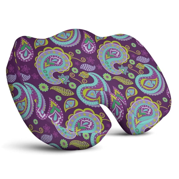 Premium Paisley Pattern Memory Foam Seat Cushion Ergonomic Chair Pad for Office Chair, Car, Airplane & Bleachers Sciatica, Tailbone Hip & Back Pain Relief - Chair Cushion for Long Office Workers.