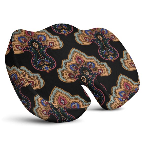 Premium Paisley Pattern Memory Foam Seat Cushion Ergonomic Chair Pad for Office Chair, Car, Airplane & Bleachers Sciatica, Tailbone Hip & Back Pain Relief - Chair Cushion for Long Office Workers.