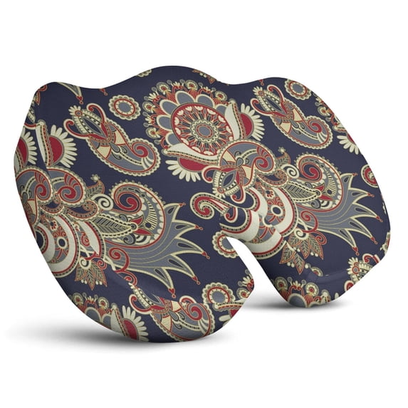 Premium Paisley Pattern Memory Foam Seat Cushion Ergonomic Chair Pad for Office Chair, Car, Airplane & Bleachers Sciatica, Tailbone Hip & Back Pain Relief - Chair Cushion for Long Office Workers.