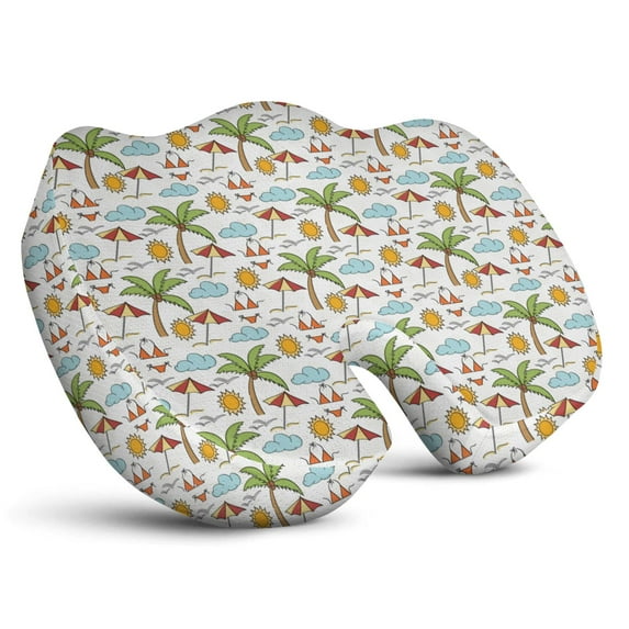 Premium Palm Trees Pattern Memory Foam Seat Cushion Ergonomic Chair Pad for Office Chair, Car, Airplane & Bleachers Sciatica, Tailbone Hip & Back Pain Relief - Chair Cushion for Long Office Workers.