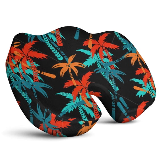 Premium Palm Trees Pattern Memory Foam Seat Cushion Ergonomic Chair Pad for Office Chair, Car, Airplane & Bleachers Sciatica, Tailbone Hip & Back Pain Relief - Chair Cushion for Long Office Workers.