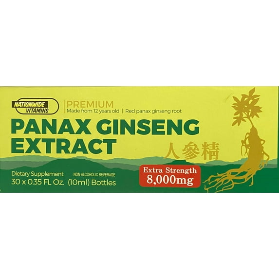 Premium Panax Ginseng Root Extract Extra Strength 0.33 FL Oz (Pack of 30)