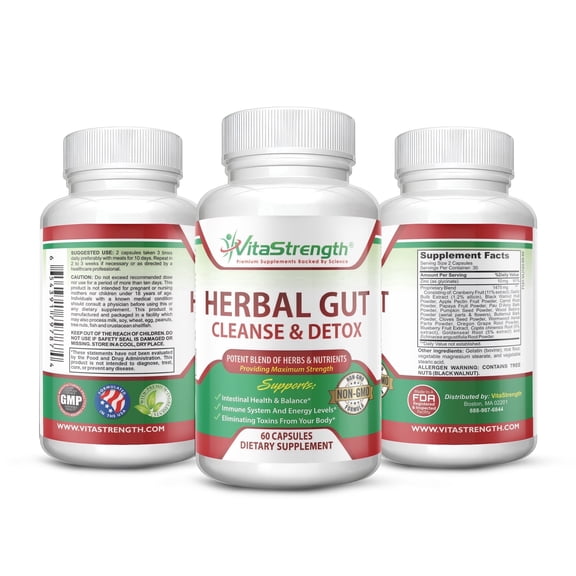 Premium Herbal Gut Cleanse (NON-GMO) -  10 DAY CLEANSE - Intestine Detox to support the bodys natural defense against unwanted organisms