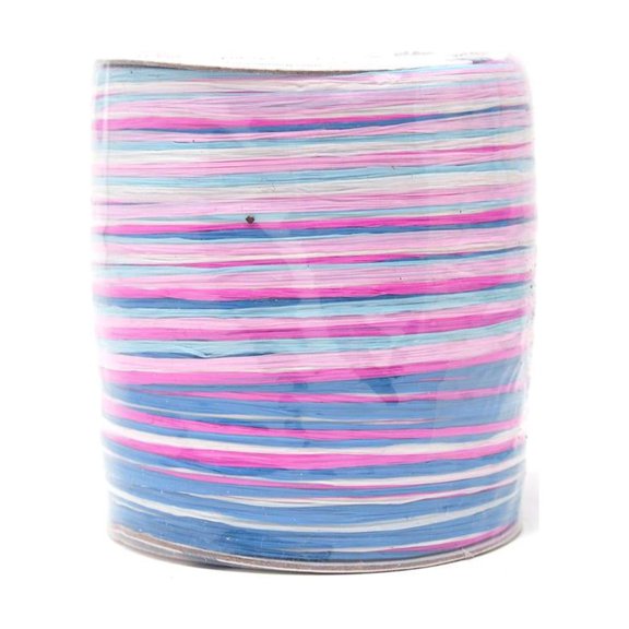 Premium Pastel Multicolored Raffia, Denim/Pink, Made in Germany, 55-Yard
