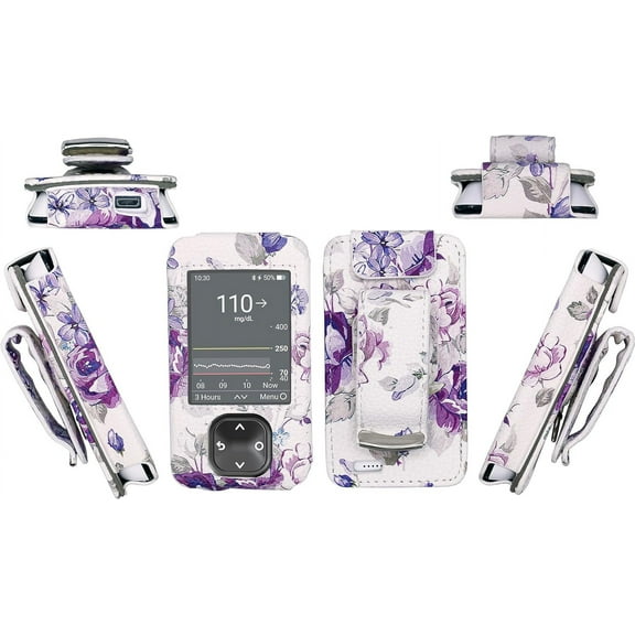 Premium Patterned Holster (with Belt Clip/Metal Loop/Lanyard/Carabiner) for Dexcom G7 (Catharanthus-WH)