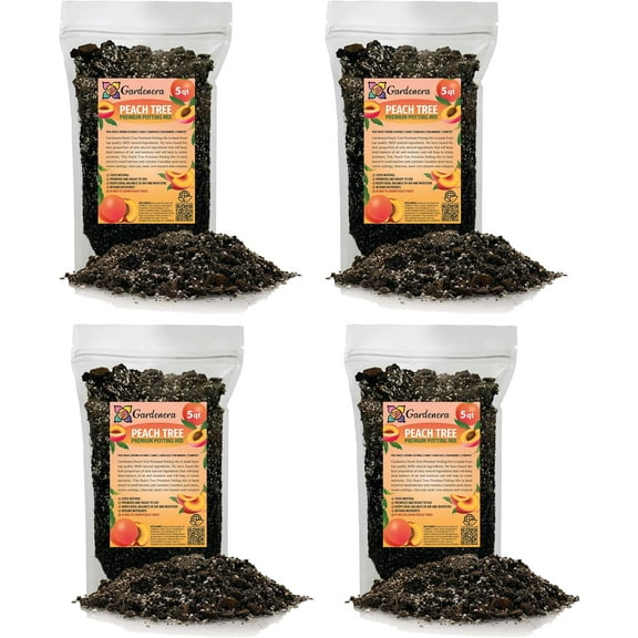 Premium Peach Potting Soil Mix - Perfect Balance of Nutrients, Drainage, and Aeration for Thriving Peach Trees - 20 QUARTS